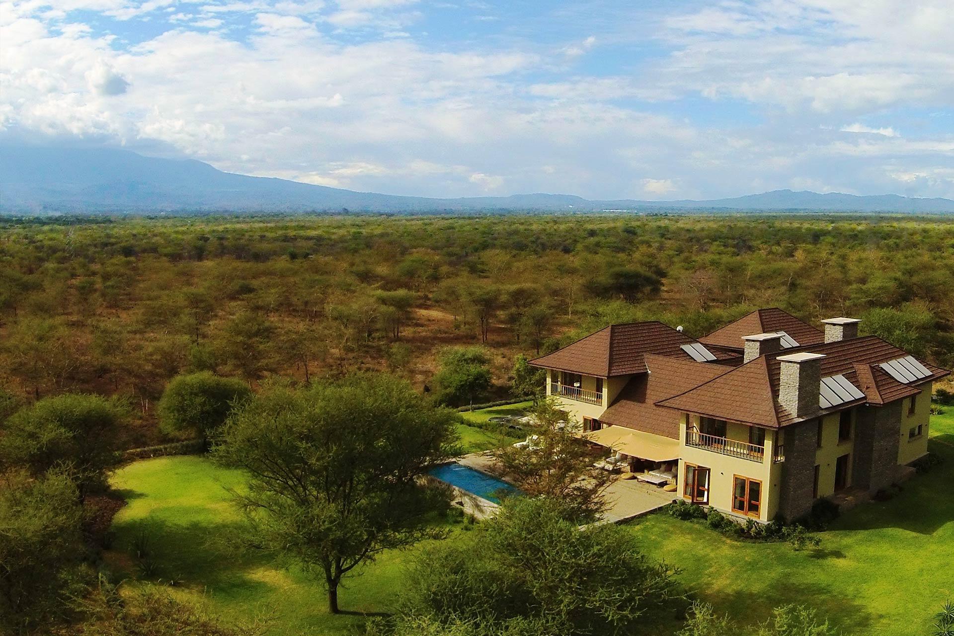 Areal view of Siringit Villa Siringit Villa is located in the surrounds of the Kilimanjaro Golf and Wildlife Estate